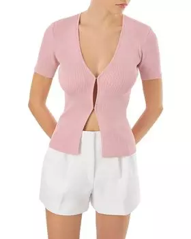 Топ с V-образным вырезом в рубчик LAMARQUE, розовый