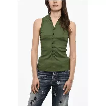 Топ с V-образным вырезом в рубчик Dsquared2, Green