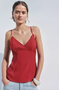 Топ с v-образным вырезом ZARA, цвет Raspberry