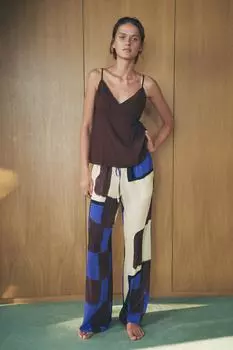 Топ с v-образным вырезом ZARA, темно-коричневый