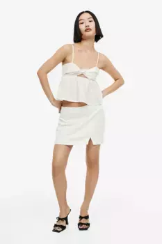 Топ с витой деталью и баской H&M, белый