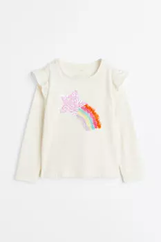 Топ с воланами H&M, белый