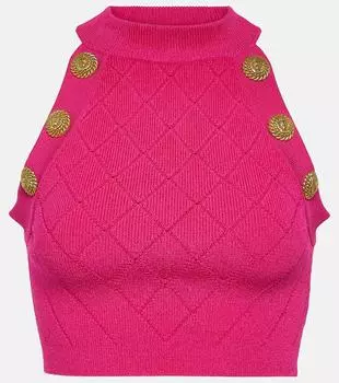 Топ с воротником халтер Balmain, розовый