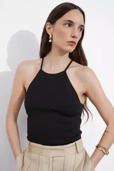 Топ с воротником халтер и перекрещенными бретелями & Other Stories, черный