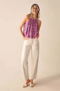 Топ с воротником-халтер и принтом Ditsy Ro&Zo, фиолетовый