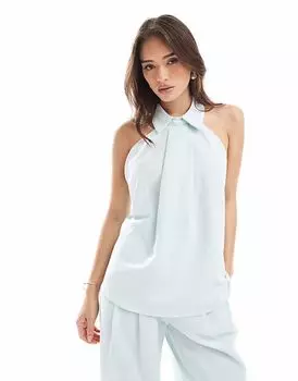 Топ с воротником-халтером ASOS DESIGN синего цвета