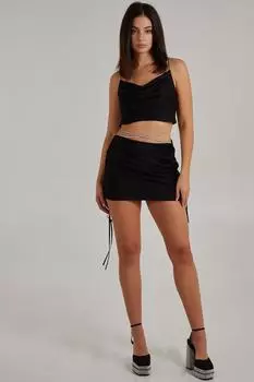 Топ с воротником-хомутом и ромбовидным ремешком Pink Vanilla, черный