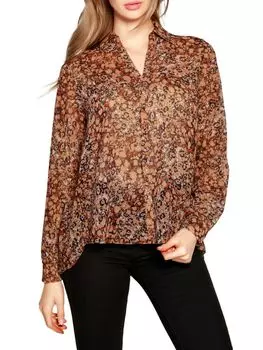 Топ с воротником и цветочным принтом Belldini, цвет Almond Combo