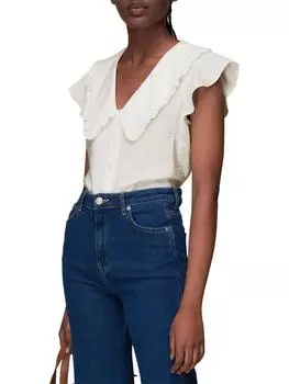 Топ с воротником и короткими рукавами Whistles, белый