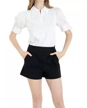 Топ с воротником Mix Media в оттенке Off White English Factory