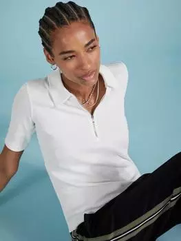 Топ с воротником-молнией из органического хлопка ivy Baukjen, белый