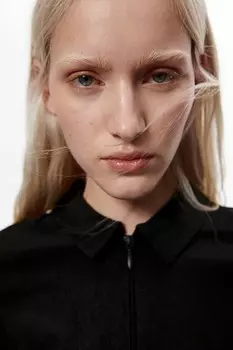 Топ с воротником на молнии H&M, черный