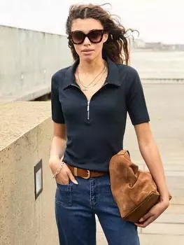 Топ с воротником на молнии из чистого органического хлопка ivy Baukjen, цвет Classic Navy