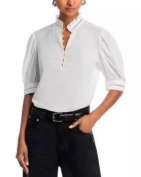 Топ с воротником-рюшами FRAME, белый