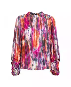 Топ с воротником стойкой и акварельным узором &Co Woman, мультиколор