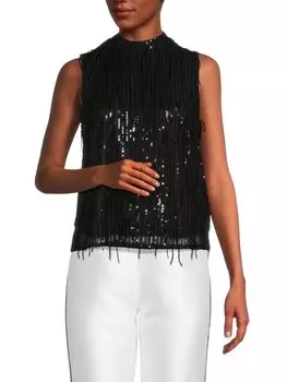 Топ с воротником-стойкой и пайетками Nanette Nanette Lepore, цвет Very Black