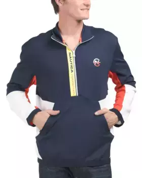 Топ с воротником-стойкой и полумолнией Nautica, темно-синий