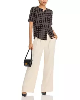 Топ с воротником-стойкой и принтом T Tahari, коричневый