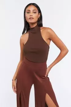Топ с воротником-стойкой и воротником-стойкой Forever 21, шоколадный