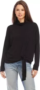 Топ с воротником-стойкой и завязками Karen Kane, черный