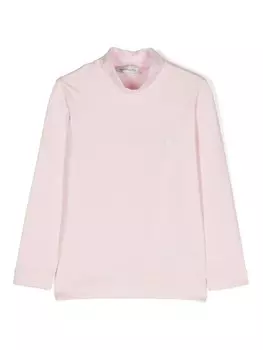 Топ с воротником-стойкой, украшенный логотипом Monnalisa, розовый