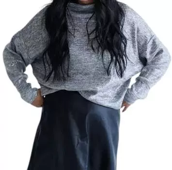 Топ с воротом-воронкой и пайетками в цвете Heather Grey Sanctuary