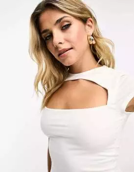 Топ с вырезами и рукавами цвета слоновой кости ASOS