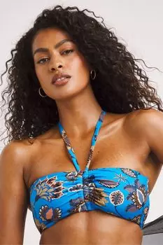 Топ с вырезом бандо в стиле бохо Mix and Match без косточек JD Williams, синий