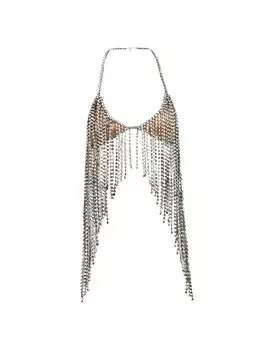 Топ с вырезом халтер и бахромой с кристаллами Stella McCartney