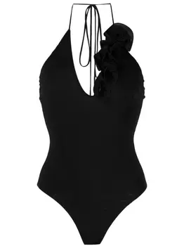 Топ с вырезом халтер и цветочной аппликацией Magda Butrym, черный