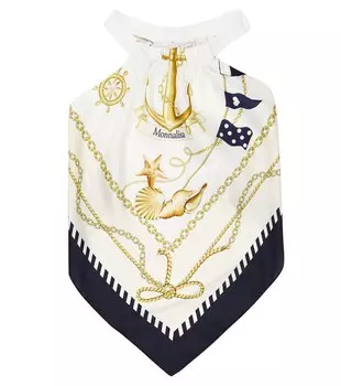 Топ с вырезом халтер и принтом Monnalisa, белый