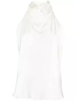 Топ с вырезом халтер из эластичного шелка ARMARIUM, белый
