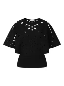 Топ с вырезом и цветочным принтом Ulla Johnson, черный