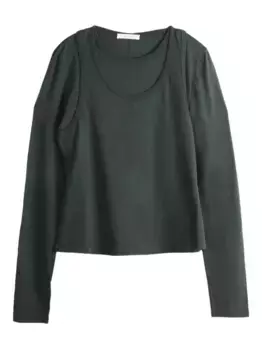 Топ с вырезом и длинными рукавами THE ROW, черный