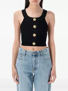 Топ с вырезом-лодочкой Balmain, черный