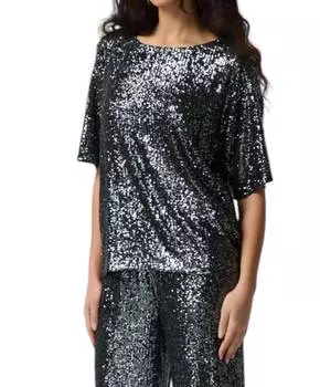 Топ с вырезом-лодочкой черного/серого цвета Joseph Ribkoff