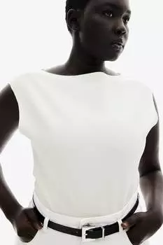 Топ с вырезом лодочкой H&M, белый