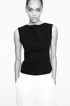 Топ с вырезом лодочкой H&M, черный