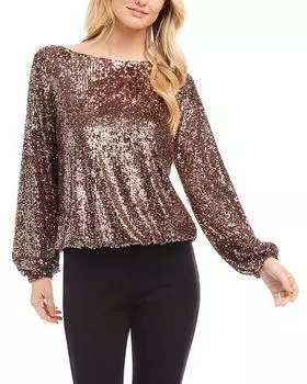 Топ с вырезом-лодочкой и пайетками Karen Kane, золотой