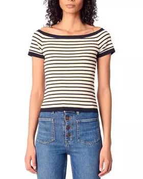 Топ с вырезом лодочкой и рубчиком Maje, синий