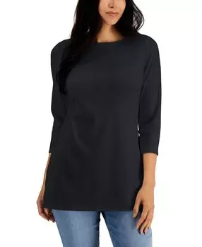 Топ с вырезом лодочкой и рукавами 3/4, созданный для macy's Karen Scott, мульти