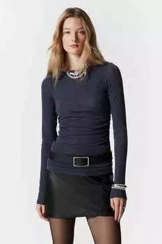 Топ с вырезом-лодочкой и сборками & Other Stories, синий