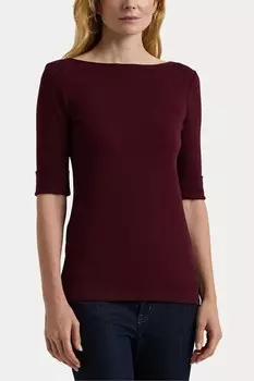 Топ с вырезом лодочкой из хлопковой смеси Lauren Ralph Lauren, красный