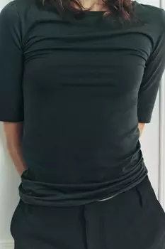 Топ с вырезом-лотком ZARA, цвет cement