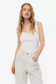 Топ с вырезом сердечком H&M, белый