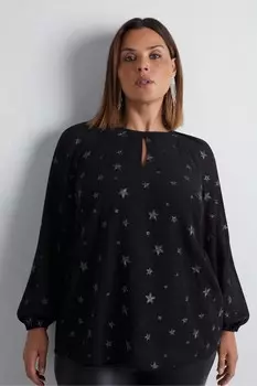 Топ с вышитой звездой Live Unlimited, черный