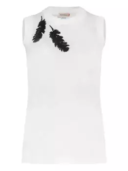 Топ с вышитым логотипом Alexander McQueen, белый