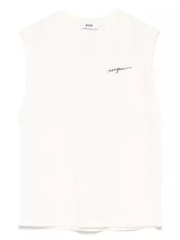 Топ с вышитым логотипом MSGM Kids, белый