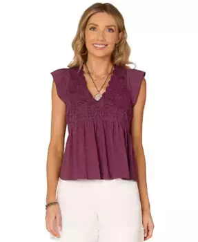 Топ с вышивкой из хлопка и рукавами-крылышками Petite Democracy, оранжевый