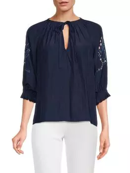 Топ с вышивкой Marina Ramy Brook, цвет Spring Navy